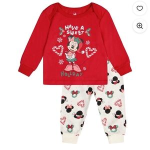Disney Baby Minnie Mouse Christmas Santa 2-Piece Pajama Set 3-6M NWT
